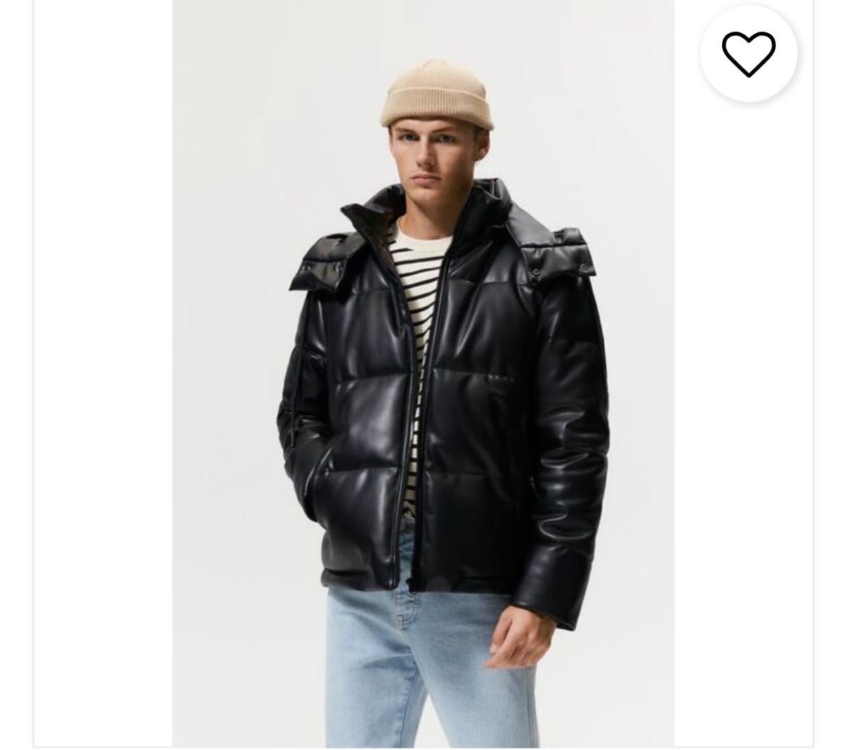 10/30まで】ZARA ザラ フェイクレザーダウンジャケット 黒 L｜Yahoo