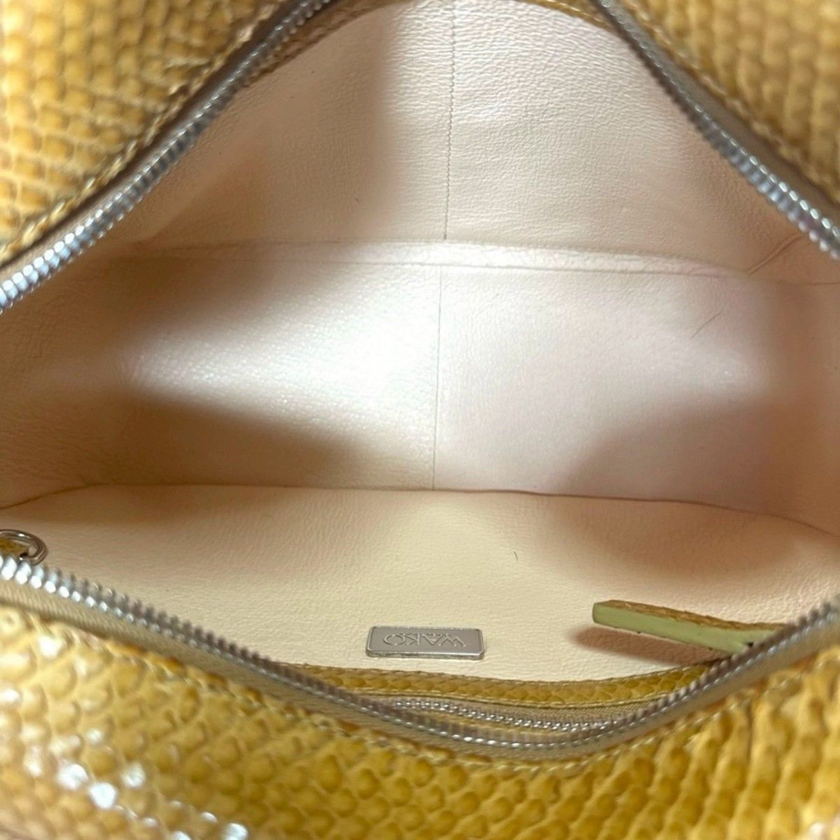 良品 WAKO ワコウ Ginza 銀座 和光 シボ革 イエローベージュ レザー