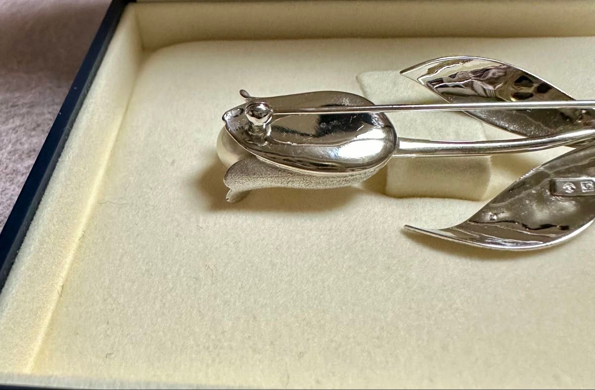 新品 TASAKI タサキ 真珠 シルバー パール チューリップ ブローチ 刻印