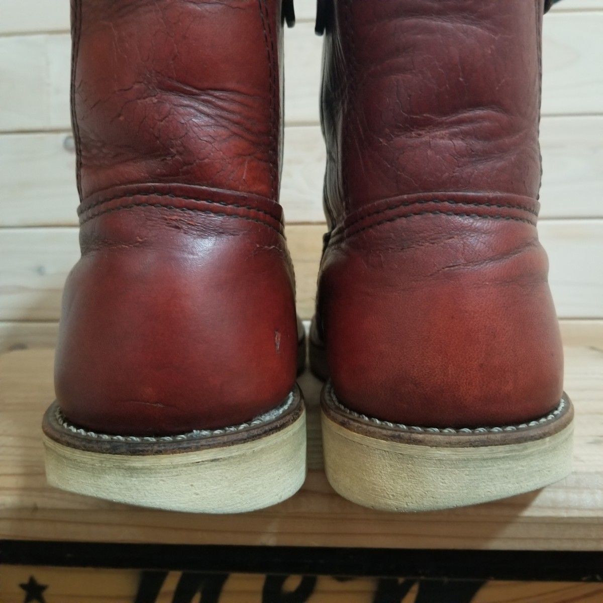 美品 廃盤 REDWING 866 緑犬タグ 91年製 ペコスブーツ pecos 赤茶