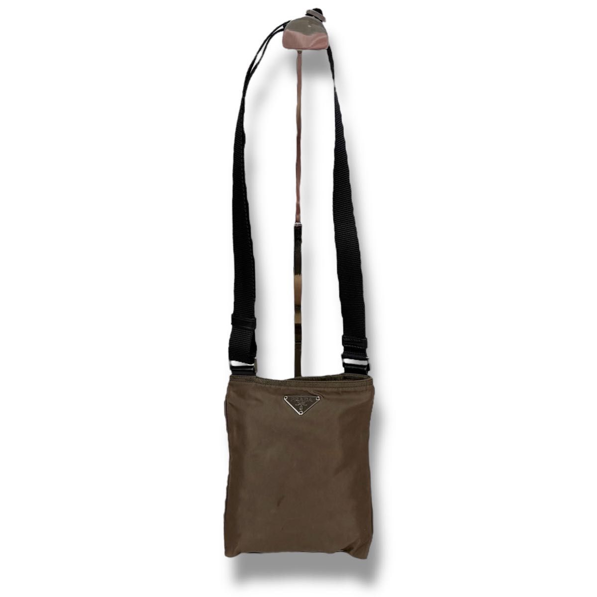 プラダ PRADA ミニショルダーバッグ テスートナイロン グレージュ 三角