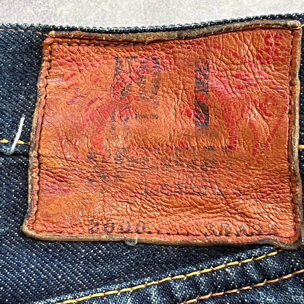 極太 38×35 Evisu no 1スペシャル デニムパンツ カモメ 戎 黒耳 革