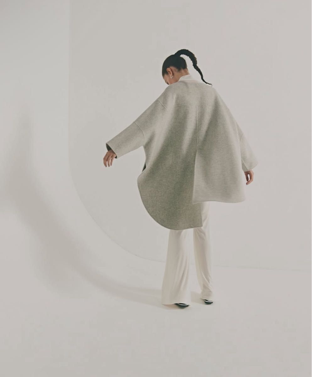 le phil【人気品】ウールリバーポンチョコート 人気ライトグレー