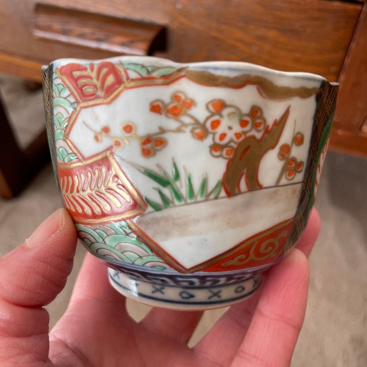 幕末 明治 伊万里焼 色絵染付 湯呑 向付 蕎麦猪口 松竹梅 金彩 染付