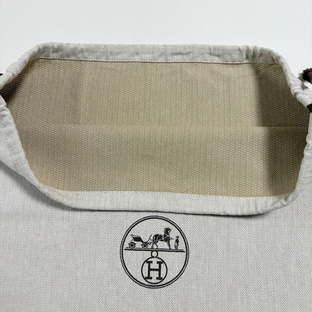 HERMES エルメス バッグ 保存袋 布袋 ショッパー へリボーン柄 超特大