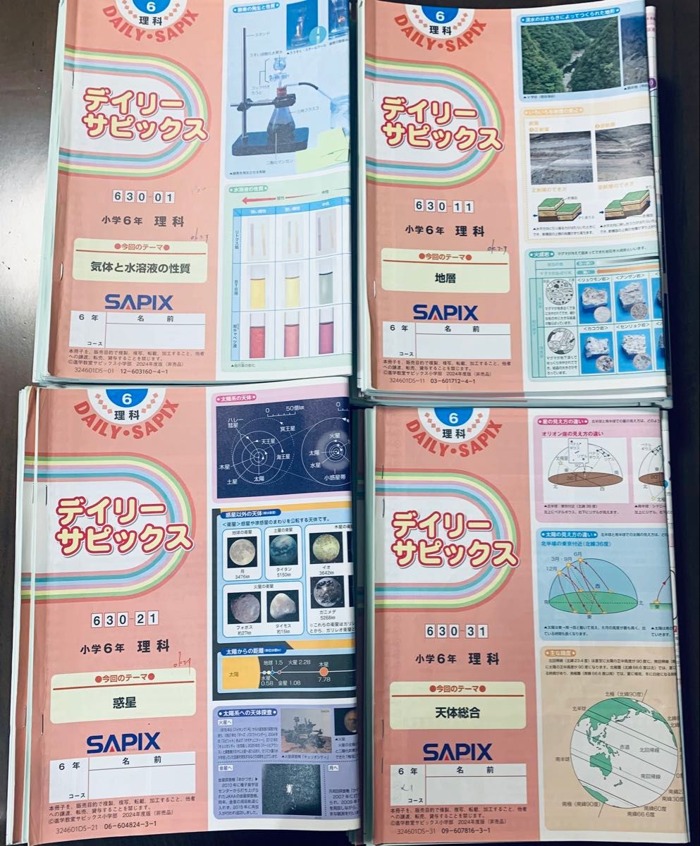 SAPIXの小学6年生向け理科のデイリーサピックス 630-01から630-38 計38
