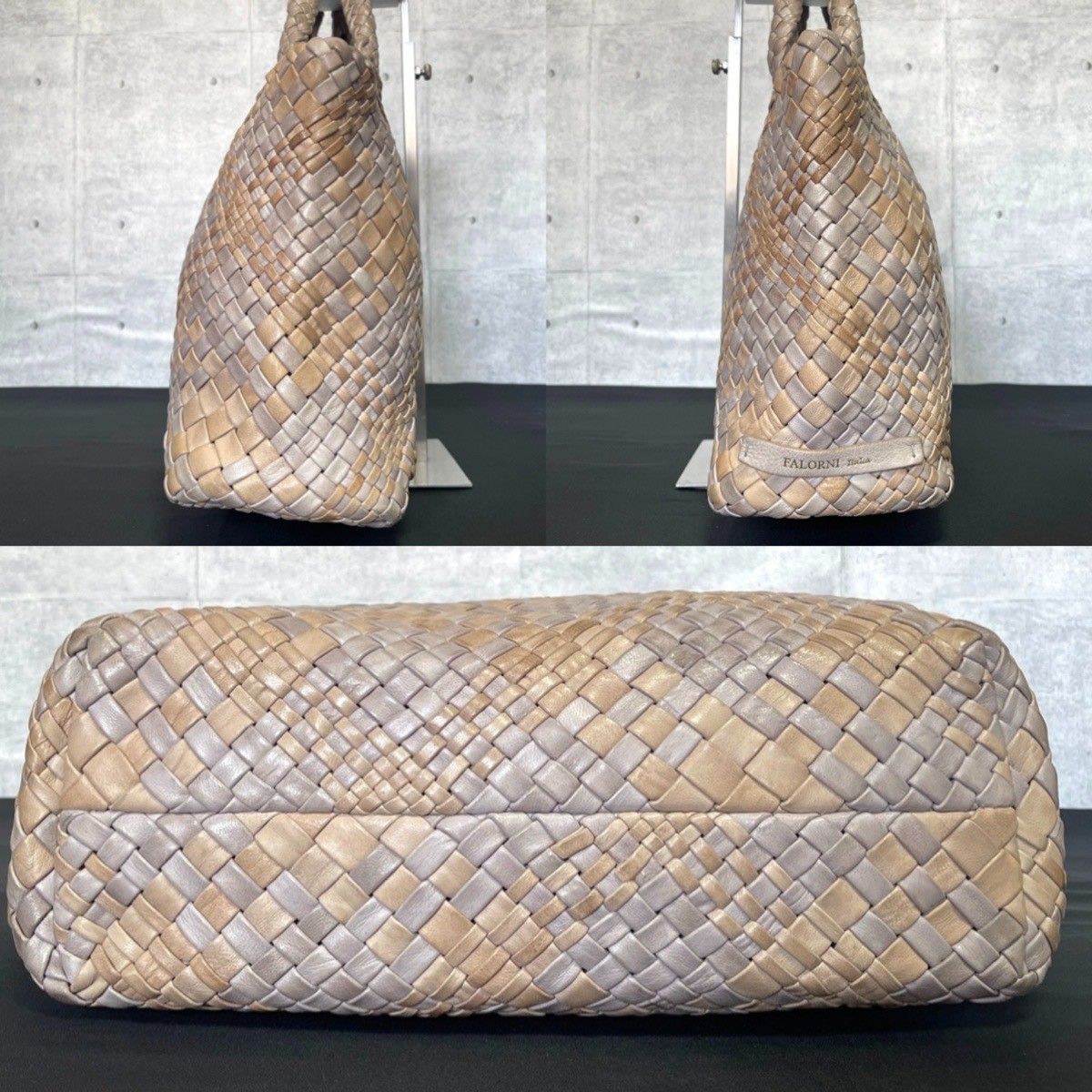 FALORNI ファロルニ イントレチャート バイカラー グレー×ベージュ