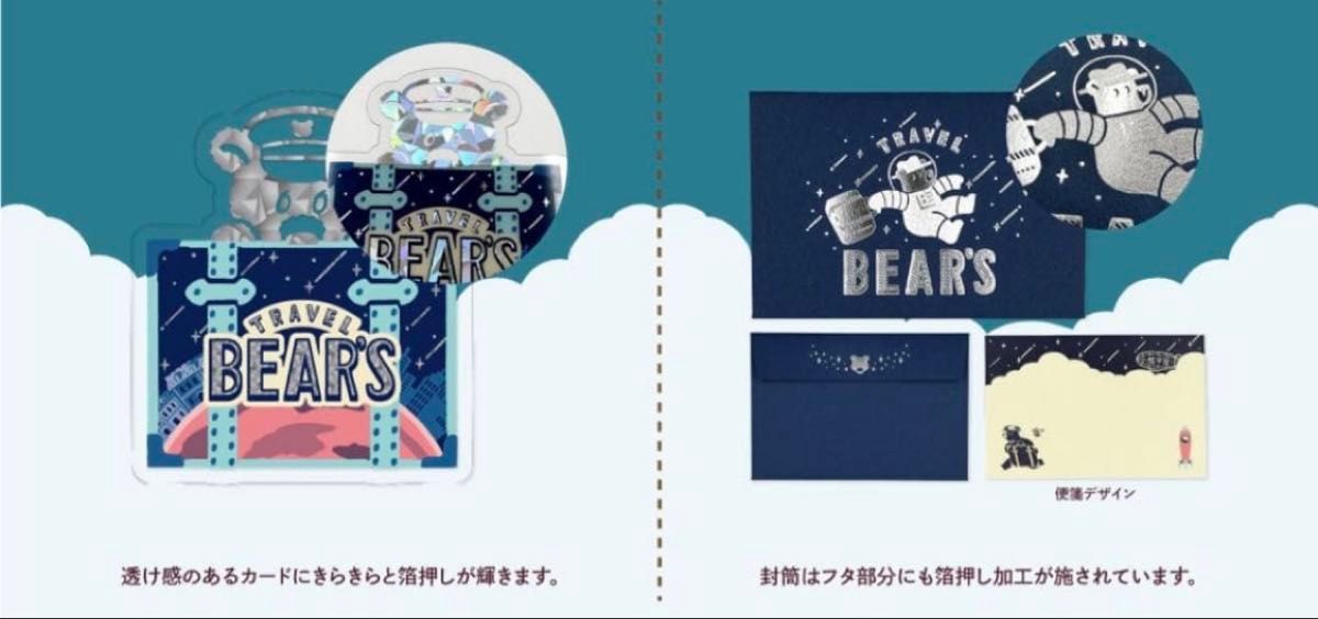 オビワン ROKKAKU 旅熊エンボス缶 レトロ郵便 文具女子博 缶 ブルー