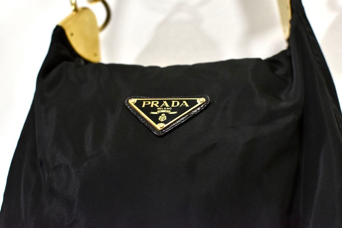 PRADA プラダ ナイロン ショルダーバッグ ゴールド金具 三角ロゴ