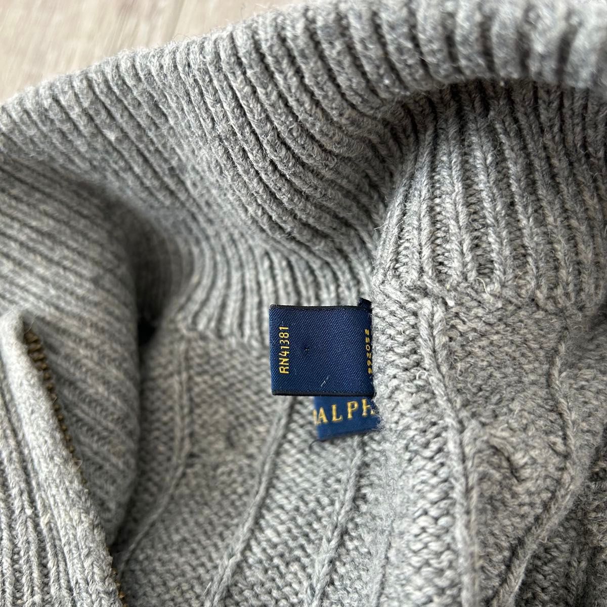 ポロラルフローレン ハーフジップ ケーブルニット セーター コットン L