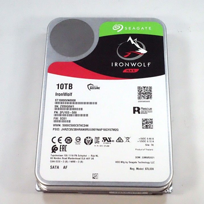 正常19932時間】10TB HDD 3 5インチ SATA 内蔵 Seagate Iron Wolf NAS