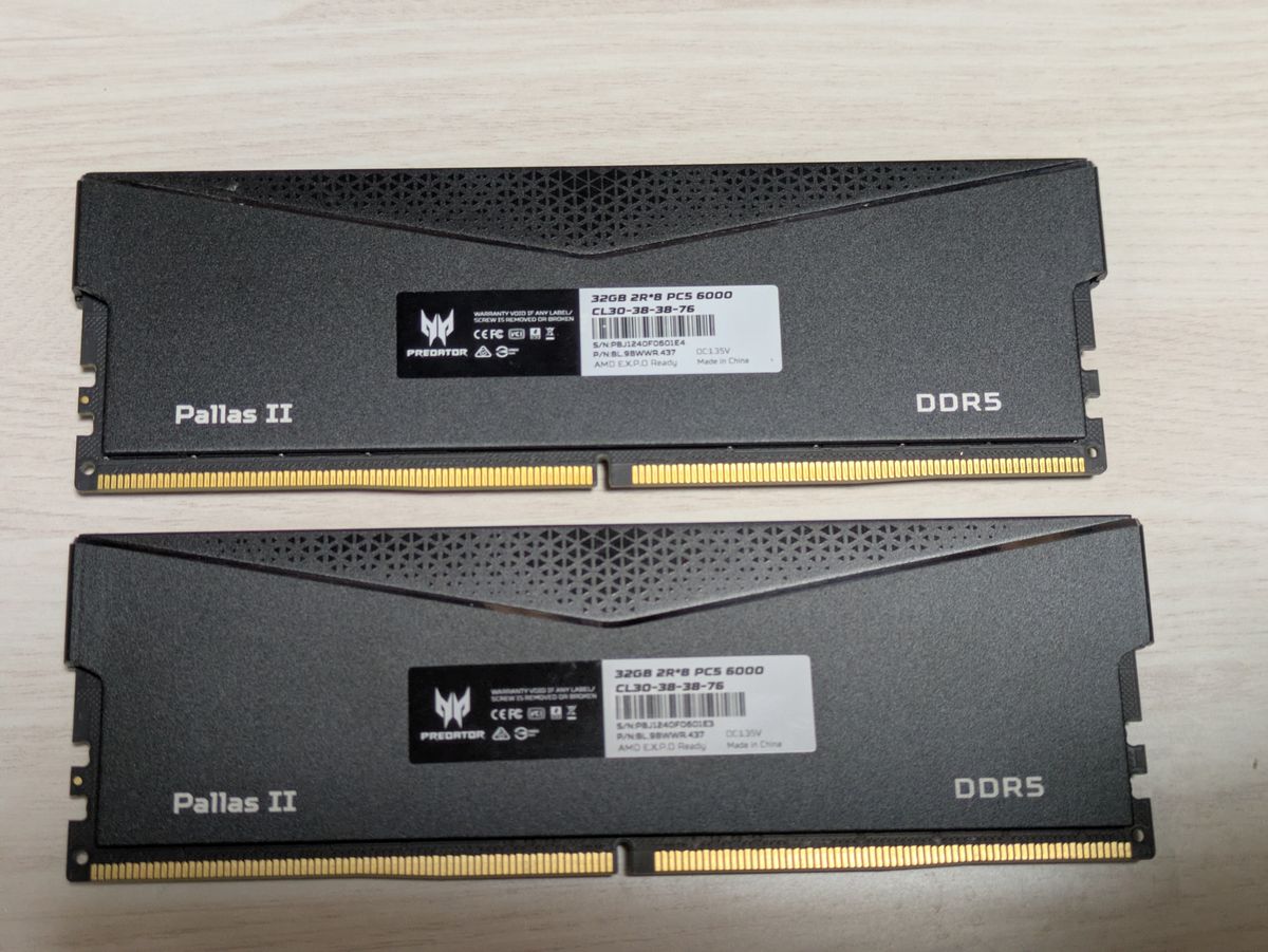 Acer Predator Pallas II DDR5 6000MHz 64GB(32GBx2枚) CL30｜Yahoo