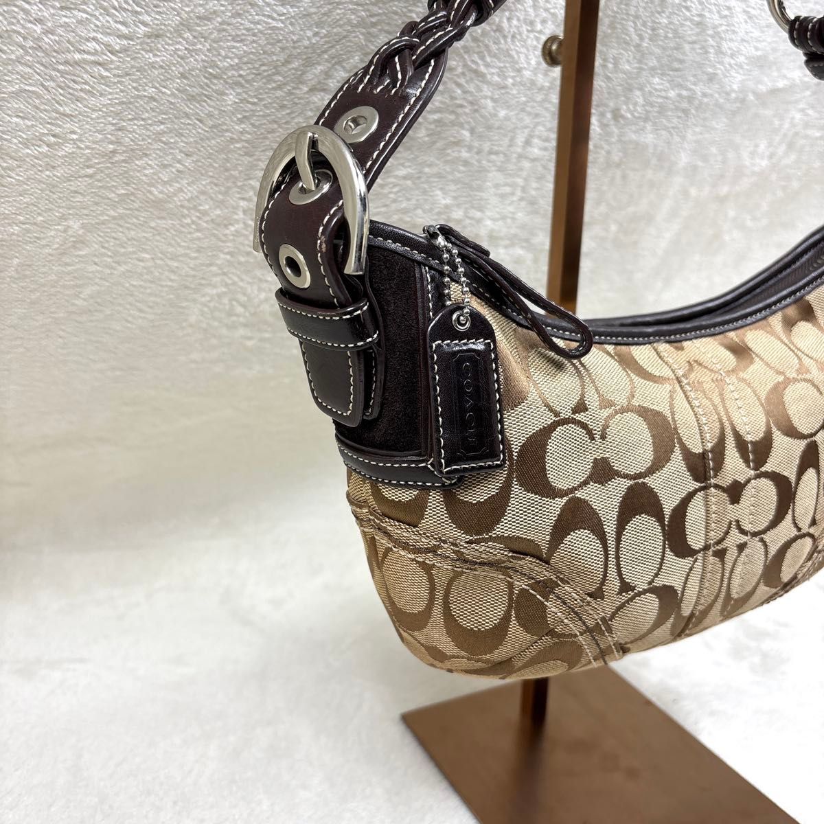 COACH コーチ シグネチャー ワンショルダー ハンドバッグ ブラウン