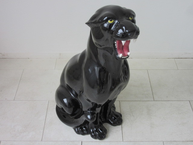 Yahoo!オークション - 黒豹 ブラックパンサー 黒ヒョウ 陶器製 洋風 置
