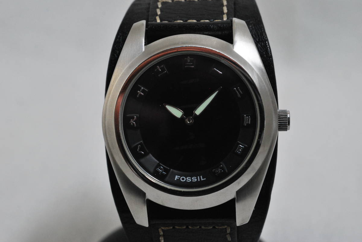 FOSSIL】 フォッシル BIG TIC BG-2065 漢数字 レザーベルト ブラック
