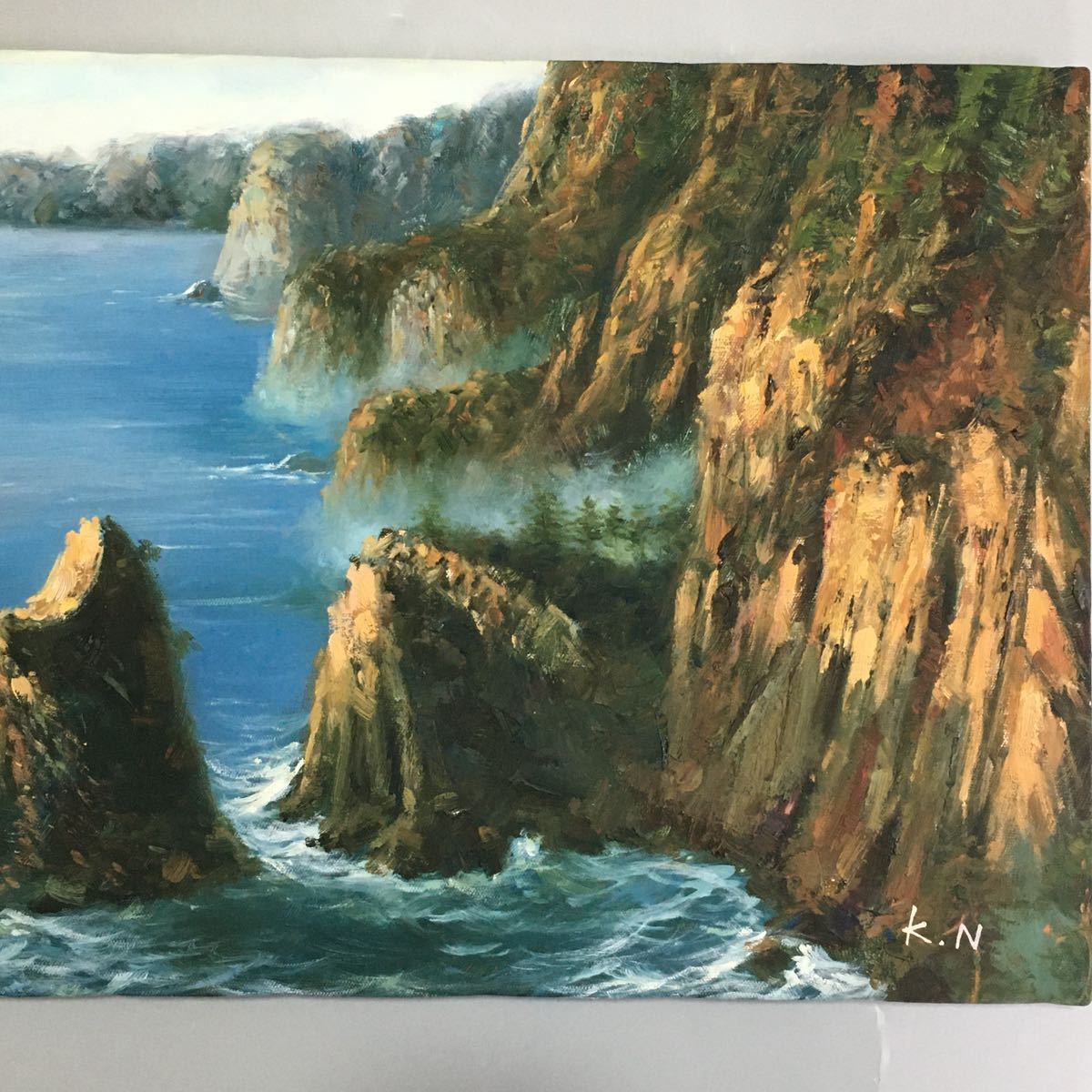 F8 「春雪北山崎」絵画 油絵 油彩画 風景画 アート F8 「春雪北山崎