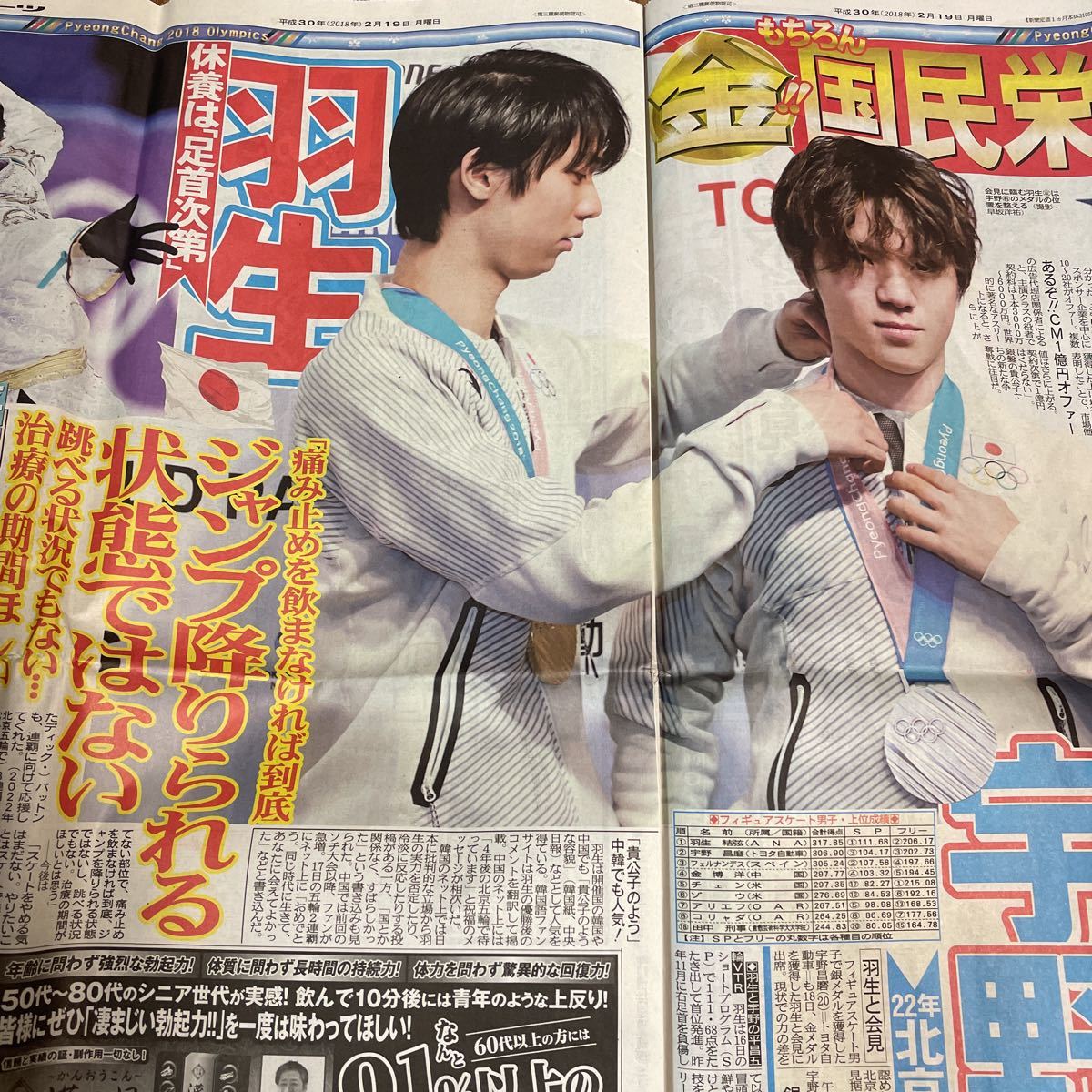 Yahoo!オークション - 羽生結弦さん 2018年平昌五輪連覇 新聞各紙セッ