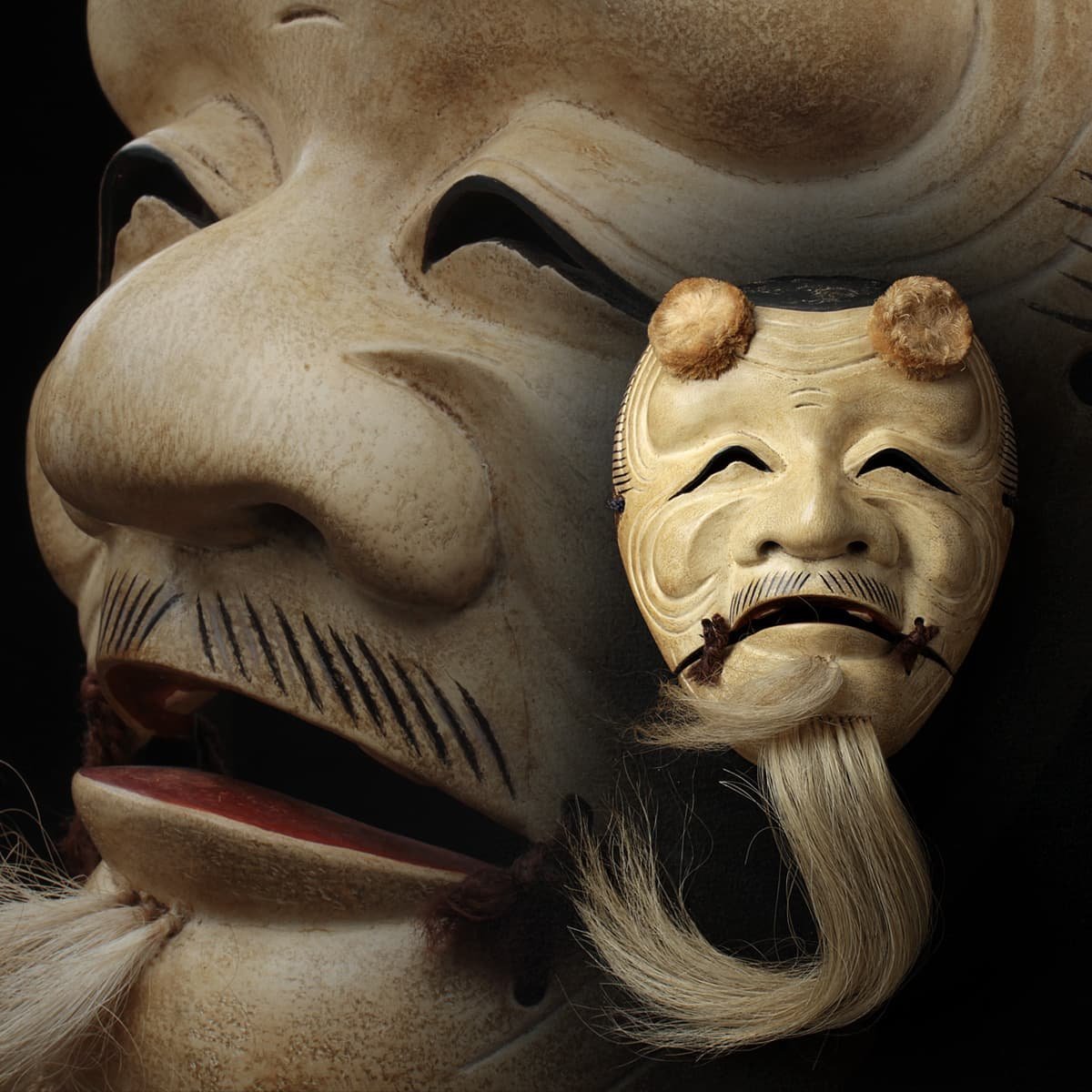 Yahoo!オークション - EH157 時代木彫彩色能面「白式尉」縦20cm 重230g