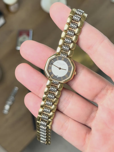 Christian Dior - 48.133 Octagonal Gold Steel Gray Dial- 1990s