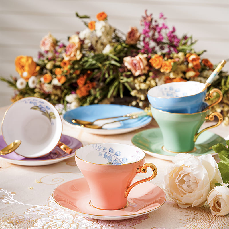 Colored Glaze Elizabeth Rose Athens Tea Cup & Saucer - Blue – Aynsley