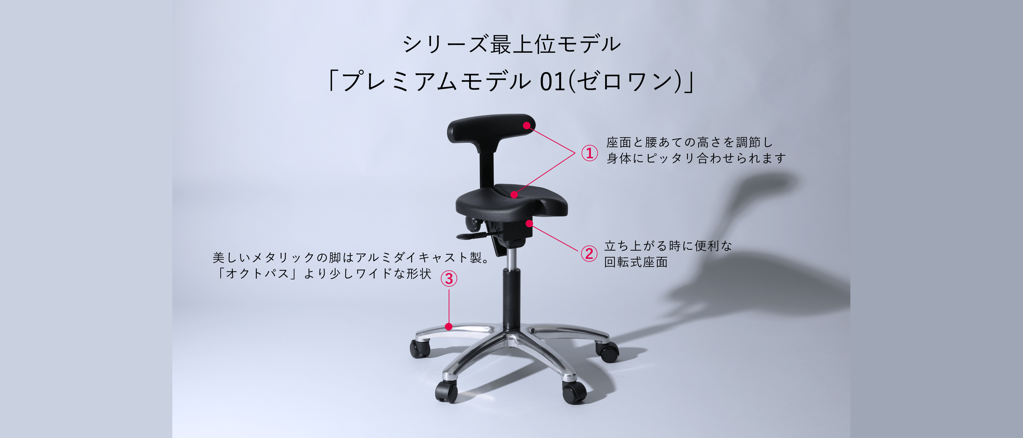 キャスタータイプ プレミアムモデル 01｜腰痛対策・姿勢改善椅子、学習