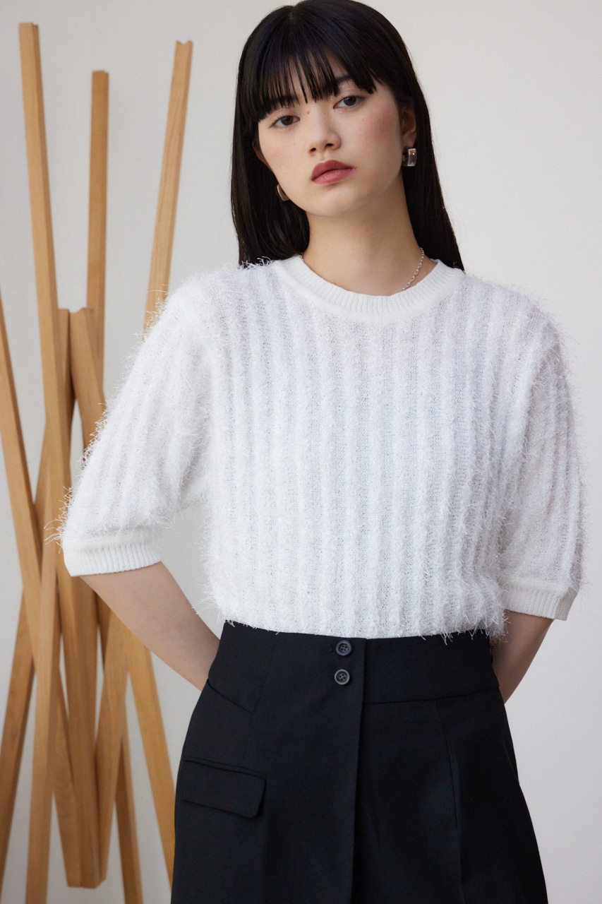 スプリングシャギー5分袖ニット｜WOMEN｜250HSF70-144C｜AZUL BY