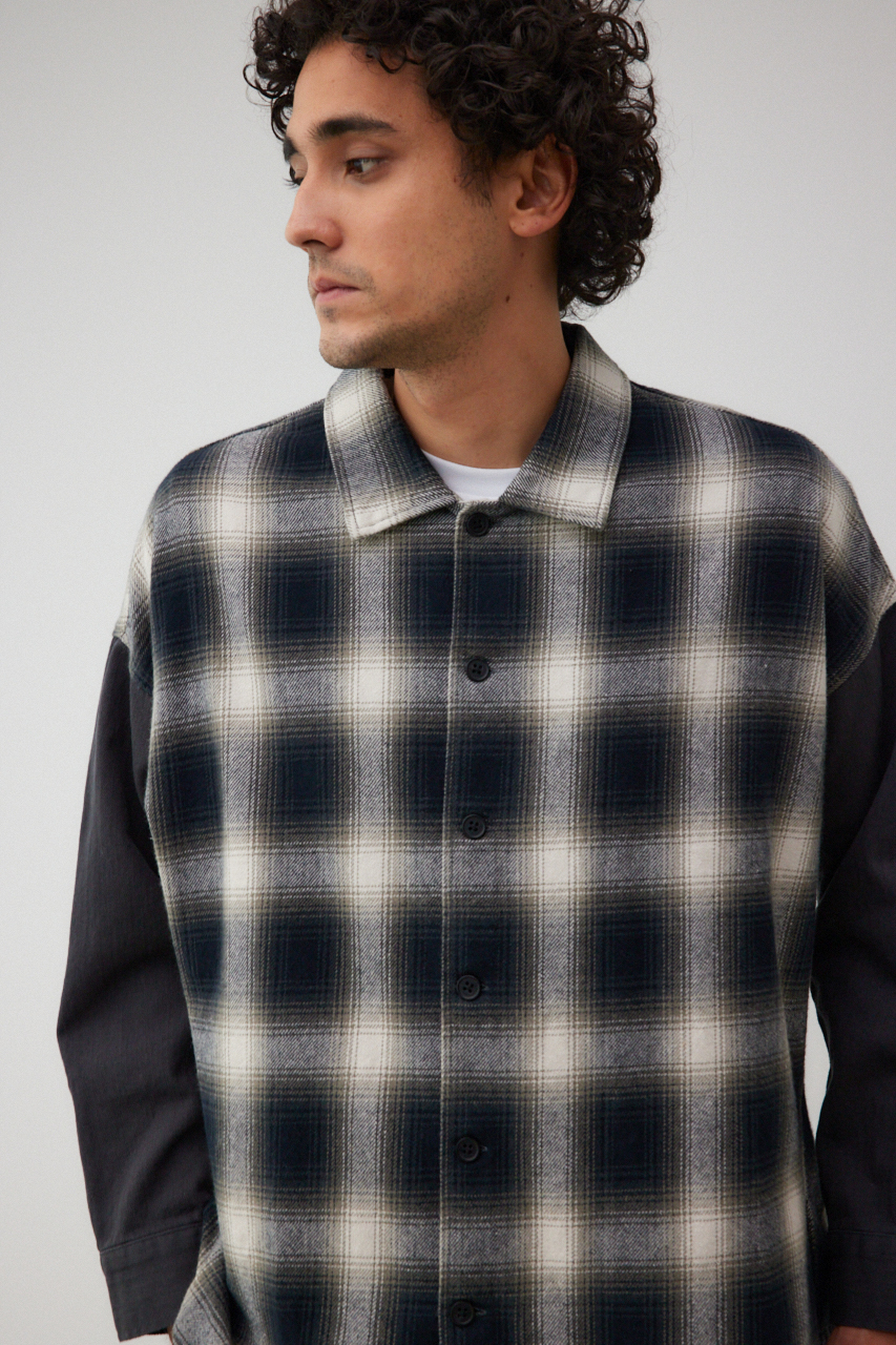 袖切替チェック柄シャツジャケット｜MEN｜251HST30-075C｜AZUL BY