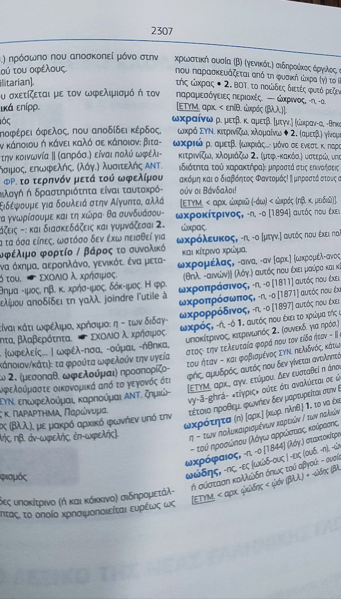 Λεξικό της νέας ελληνικής γλώσσας, Με σχόλια για τη σωστή χρήση