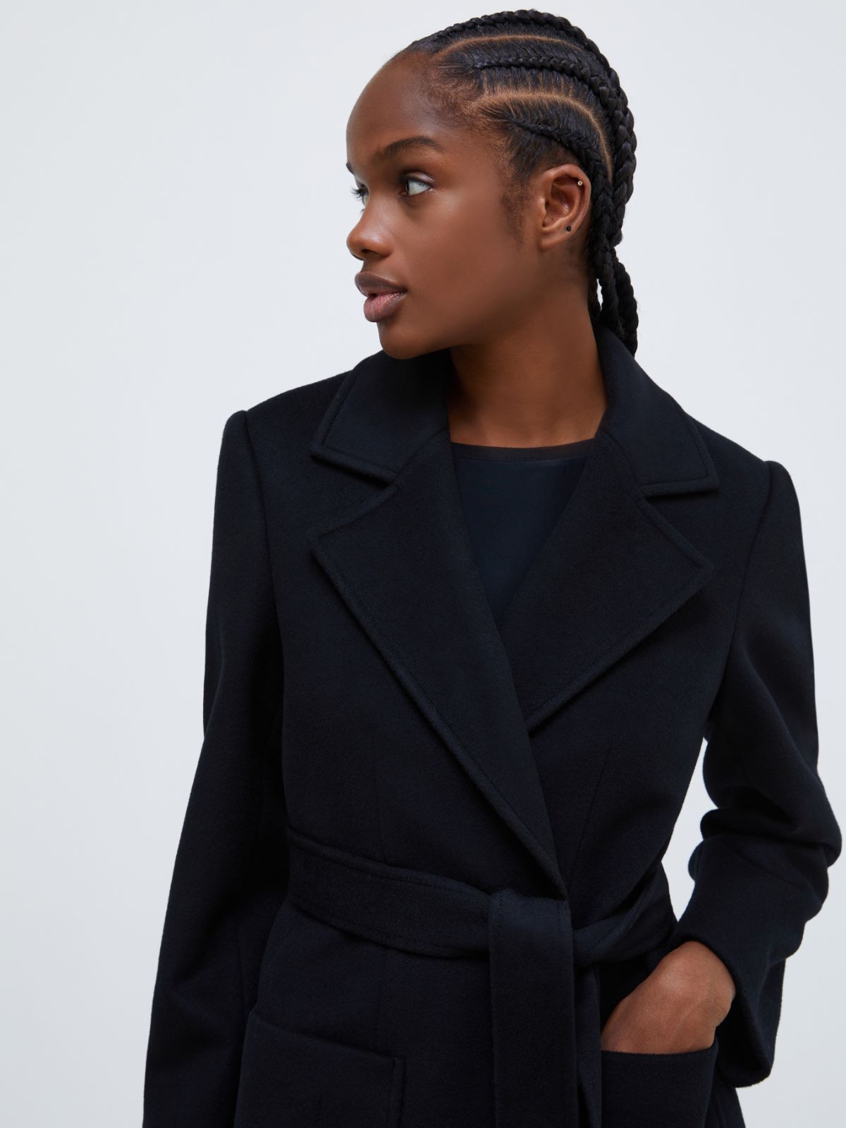 ショートラン] ビーバー ピーコート, black | MAX&Co.