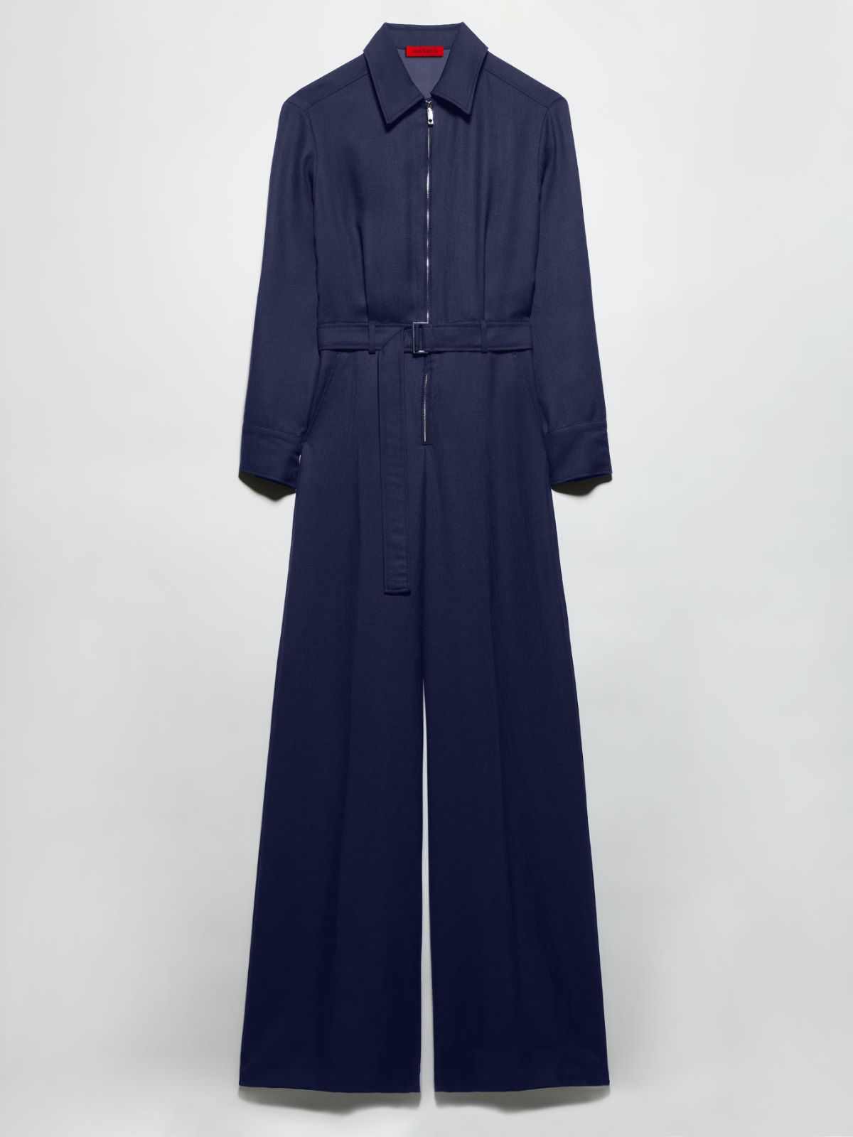 Slubby wool-blend twill jumpsuit, navy | MAX&Co.