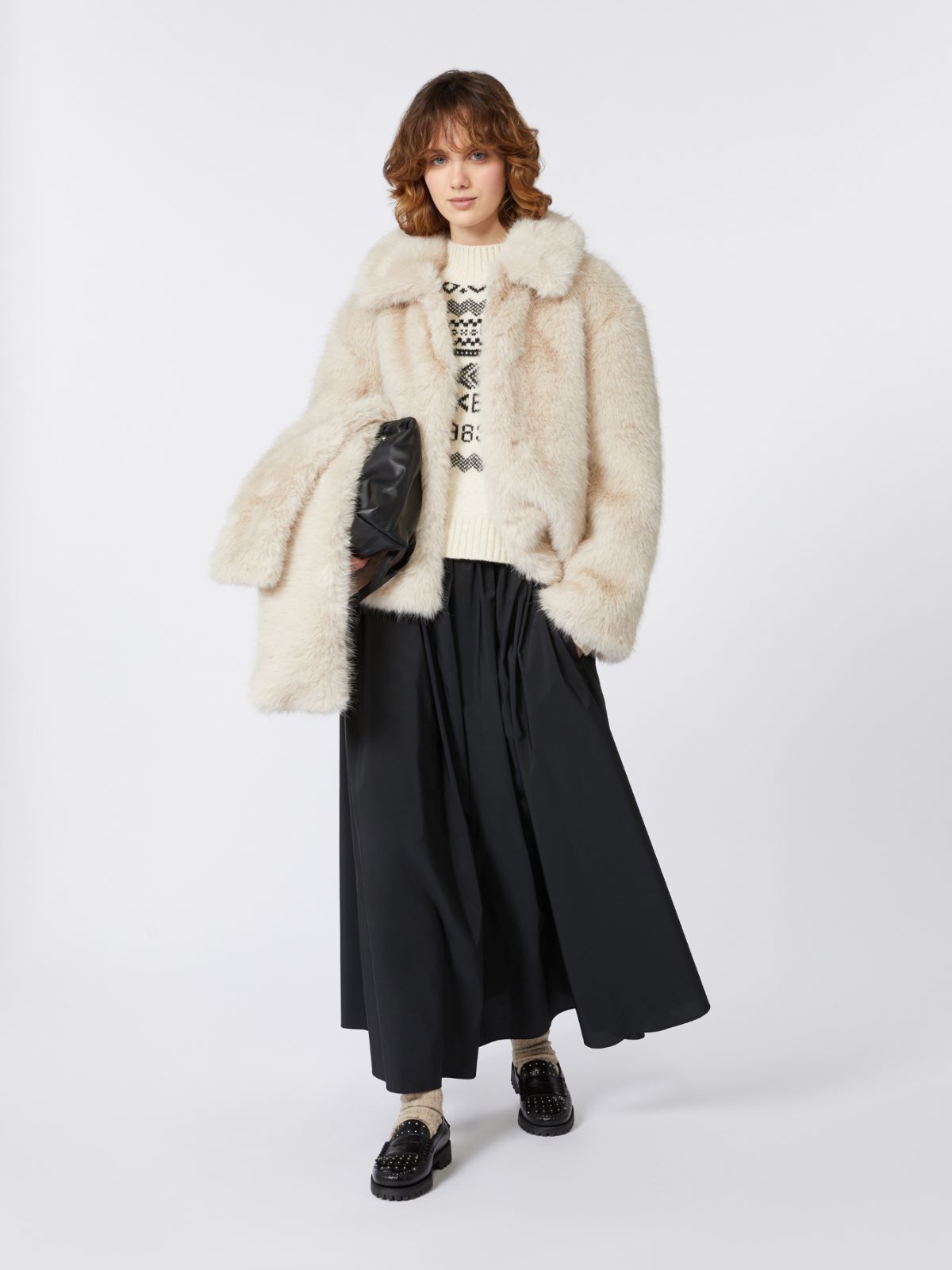 Soft-feel cropped jacket, beige | Max Mara