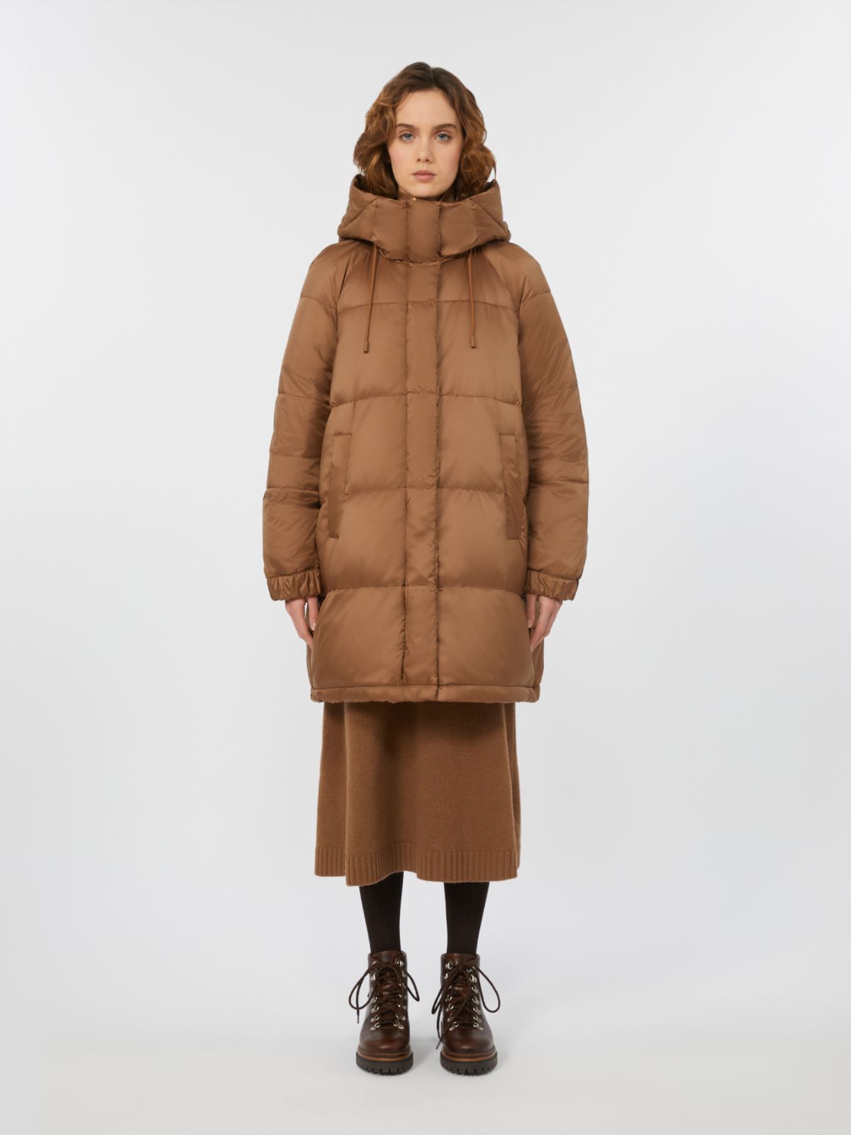 Reversible parka in water-resistant canvas, hazelnut brown