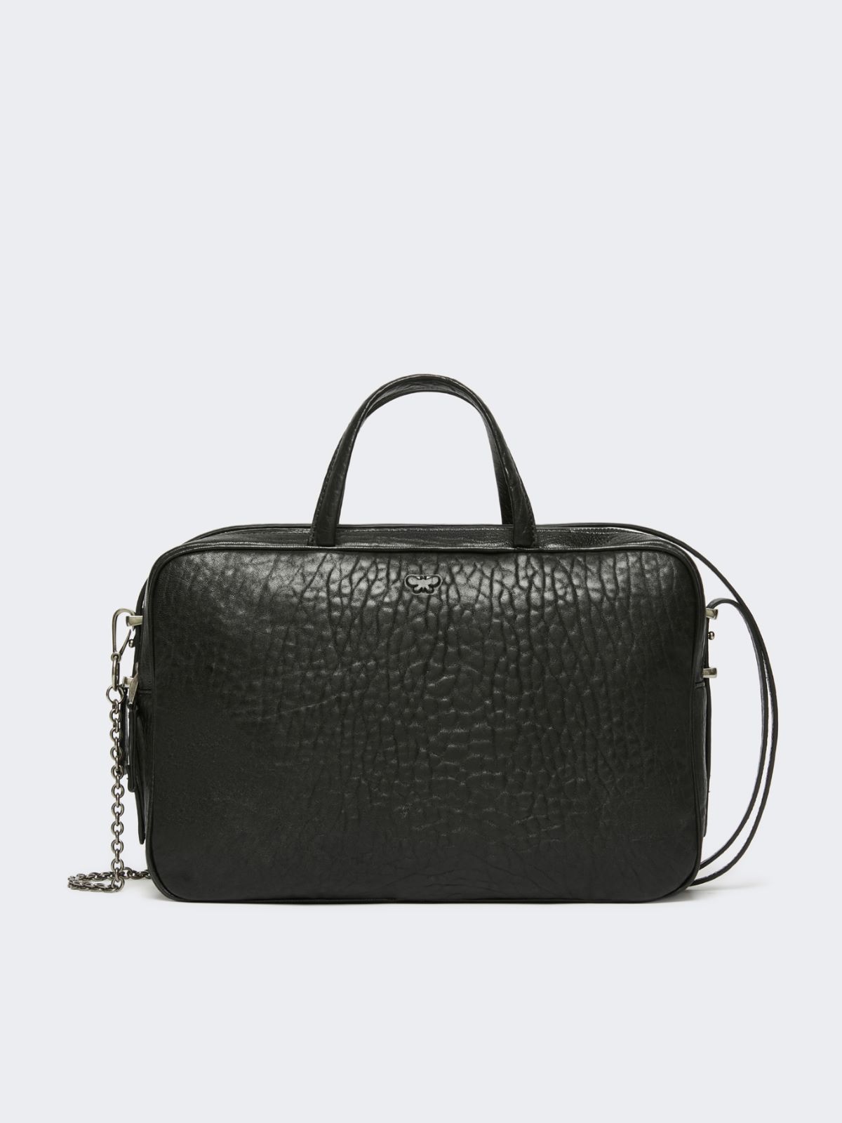 Large nappa leather Boston bag, black | Weekend Max Mara
