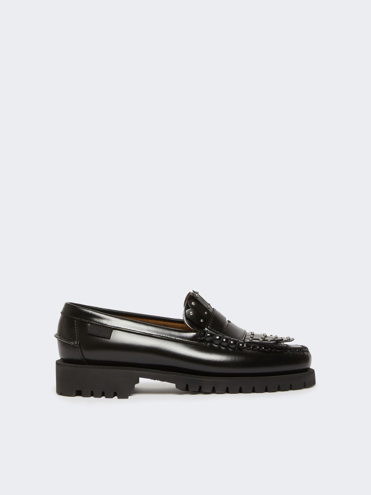 Leather loafers with micro studs, black | Weekend Max Mara