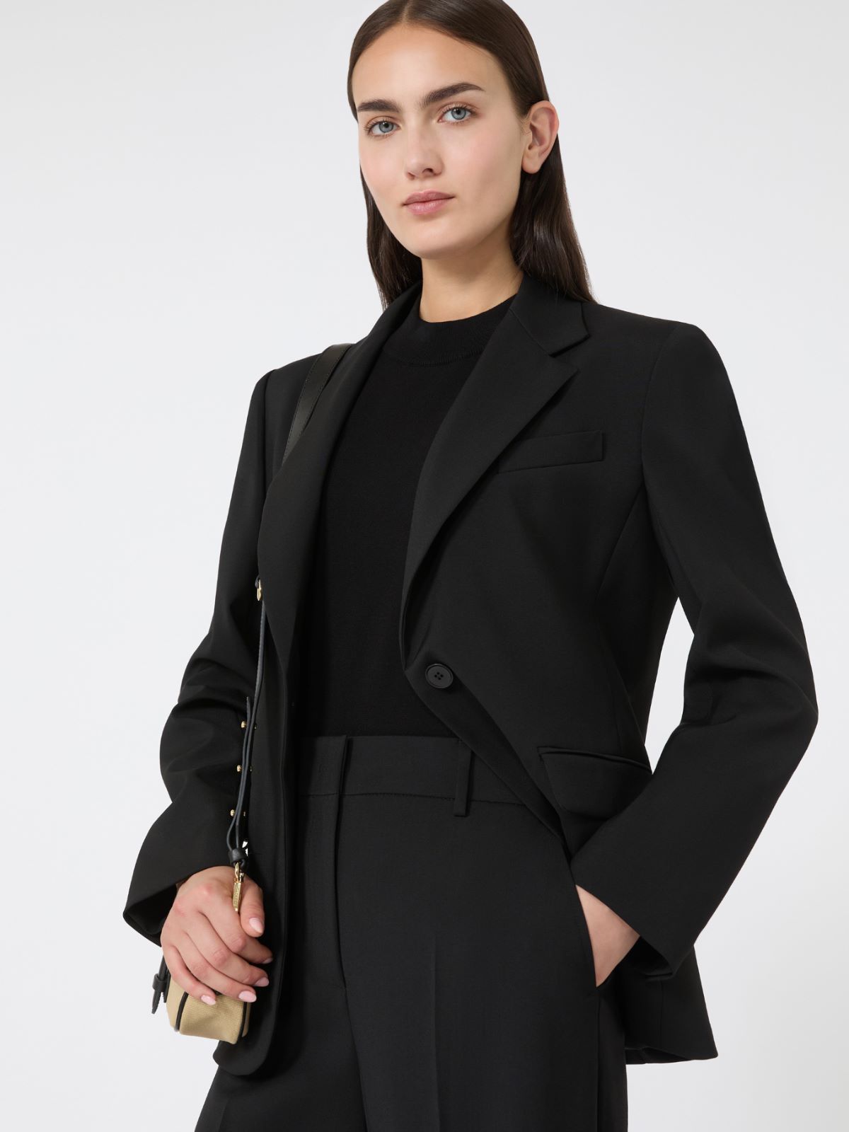 Natural stretch wool blazer, black | Weekend Max Mara