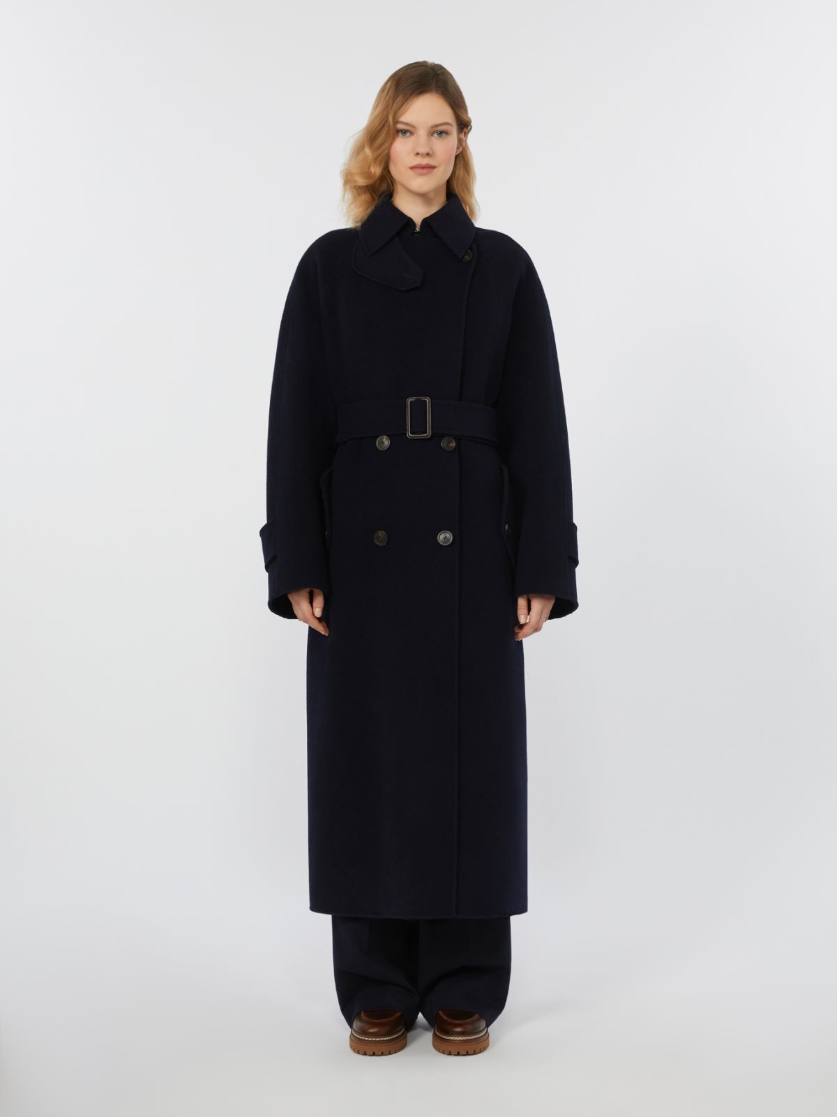 Double-sided wool trench coat, navy | Weekend Max Mara
