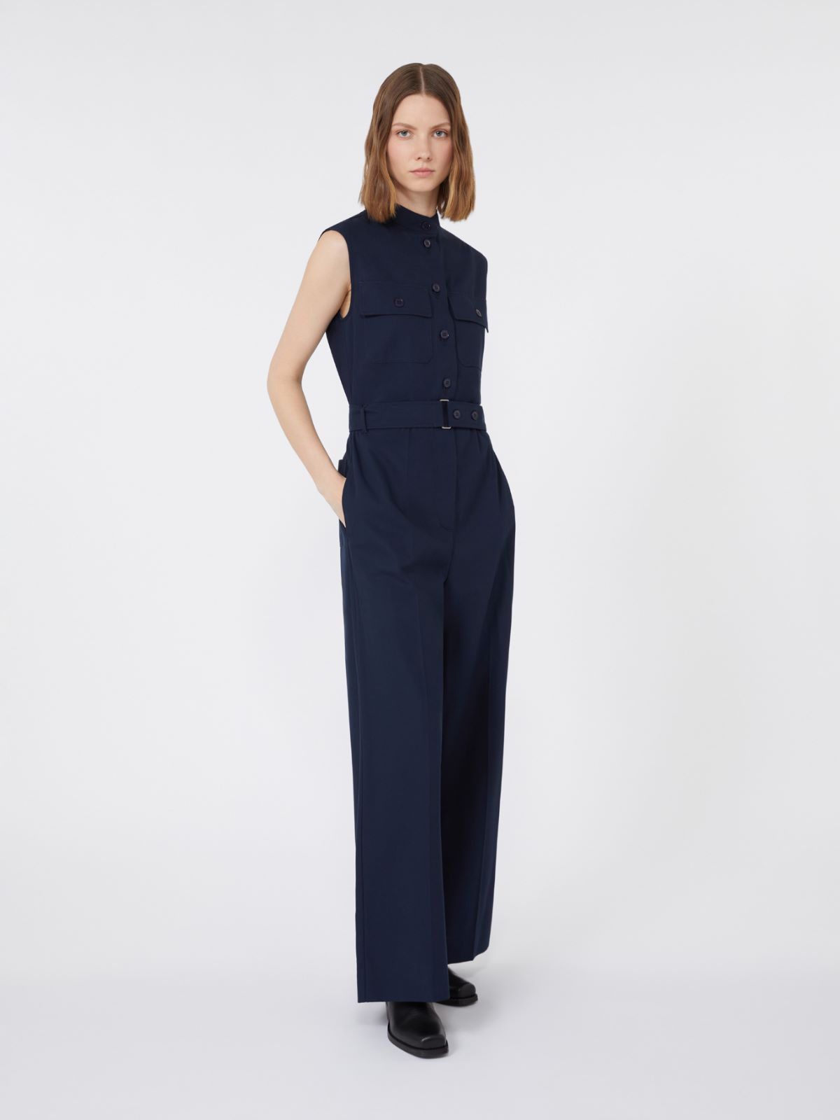 Cotton gabardine jumpsuit, navy | Weekend Max Mara