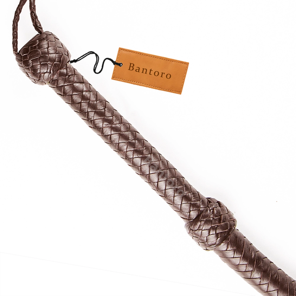 Brown Genuine Leather Bullwhip 8ft - 12 Plaits Braided Loud Cracking