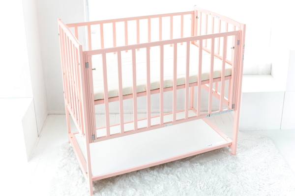 ハイタイプベッド ツーオープン【ピンク】収納棚付 | ベビーベッド