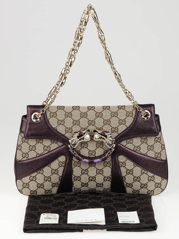 Gucci Limited Edition Beige/Purple GG Canvas Tom Ford Dragon