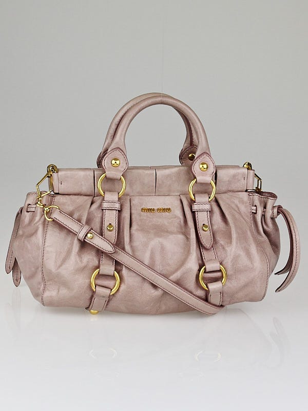 Miu Miu Mughetto Pink Vitello Lux Leather Small Soft Shopping Tote