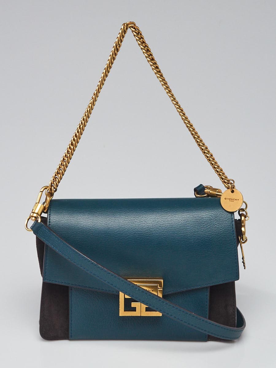 Givenchy Blue/Black Leather/Suede GV3 Small Crossbody Bag