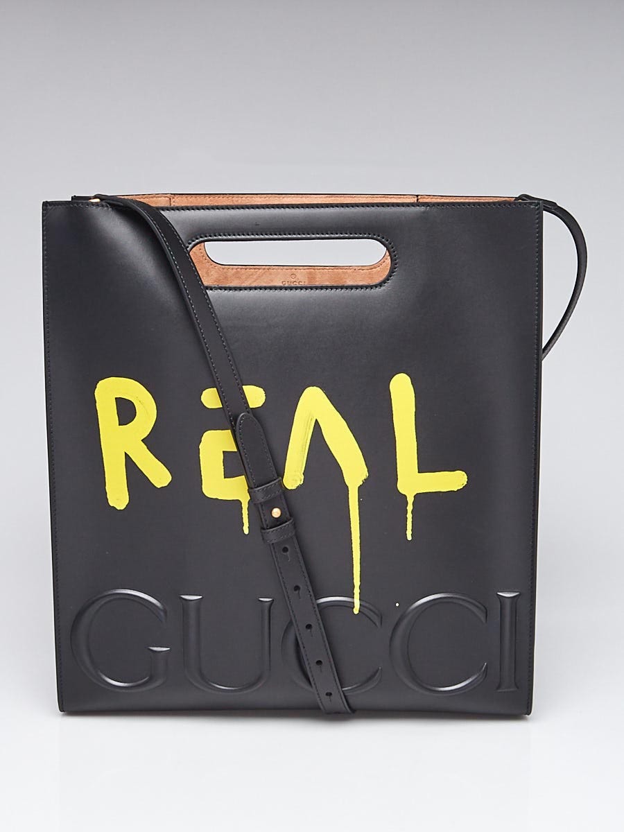 Gucci Black GucciGhost Print Calfskin Leather Two-Way Medium XL