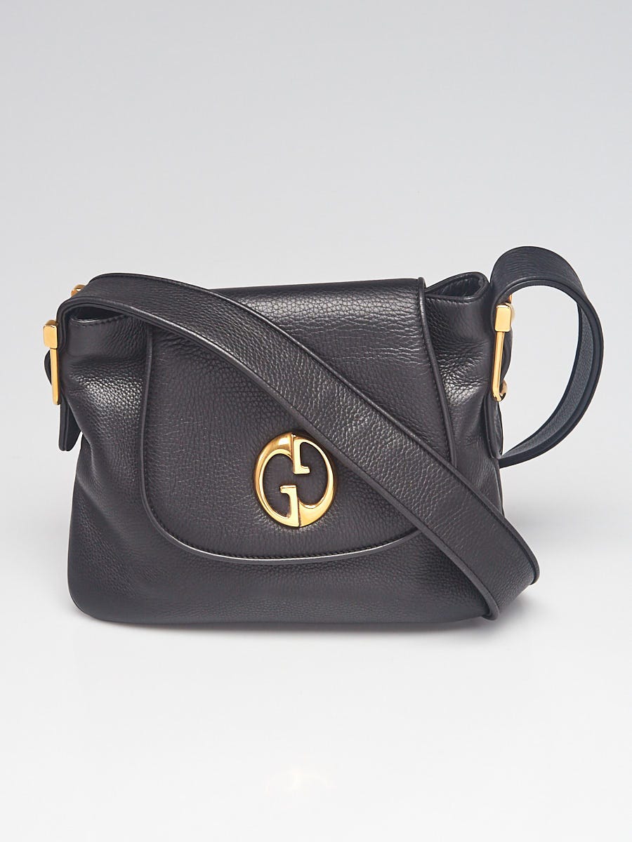 Gucci Black Pebbled Leather 1973 Medium Shoulder Bag | Yoogi's Closet