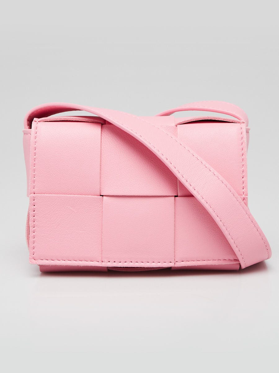 Bottega Veneta Pink Leather Maxi Weave Candy Cassette Crossbody