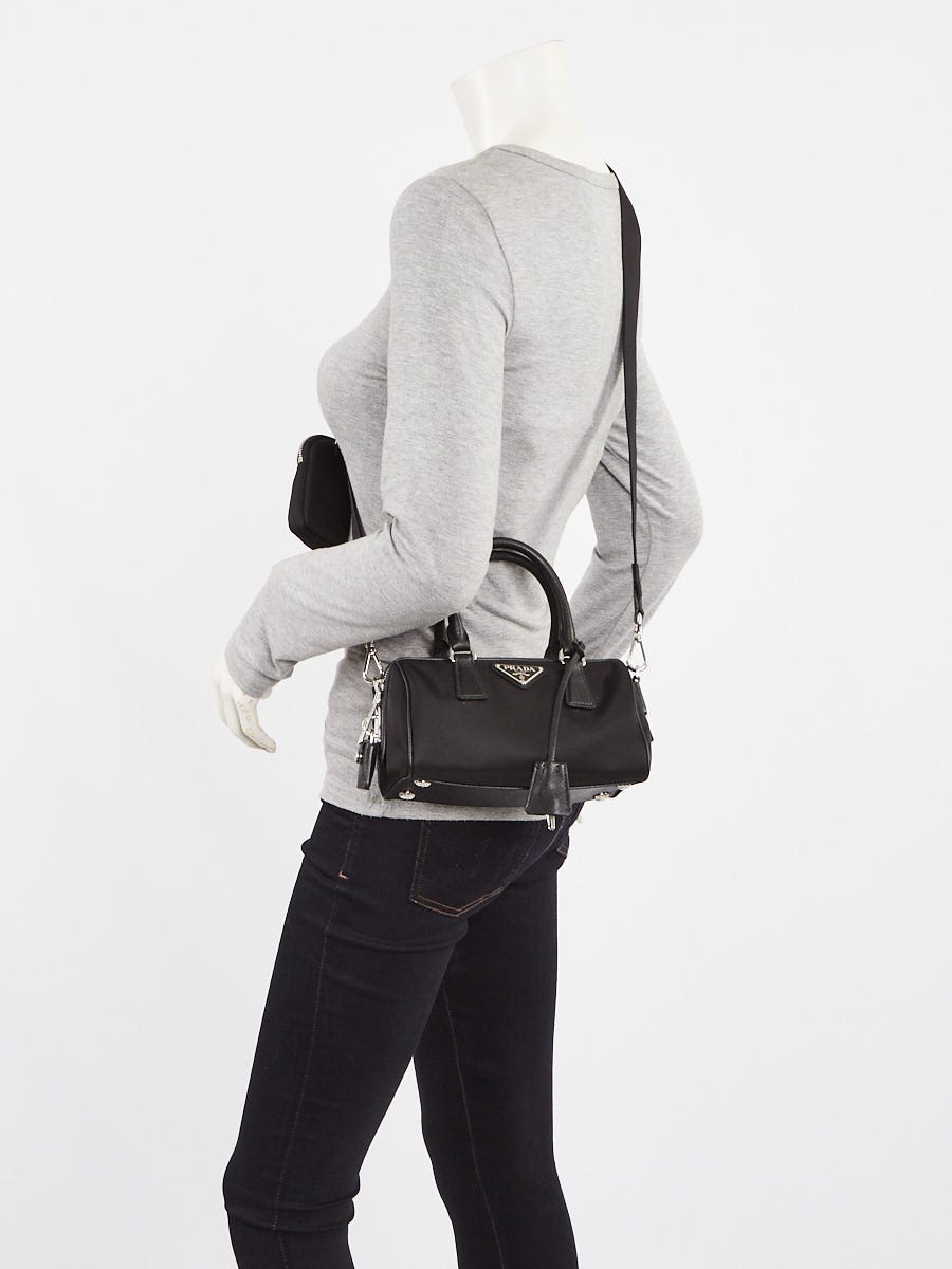 Prada Black Tessuto Nylon and Leather Small Top Handle Crossbody