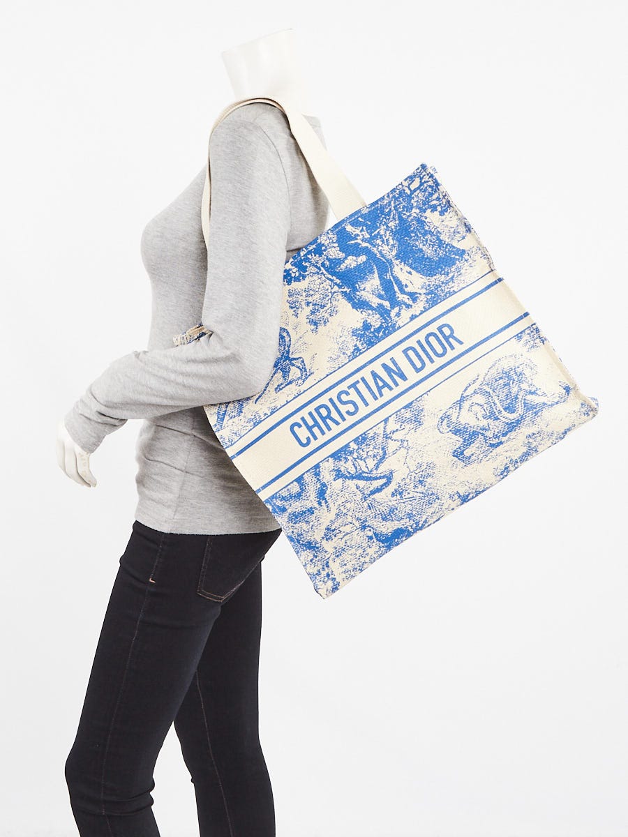 Christian Dior Blue/Beige Straw Dioriviera Tote Bag | Yoogi's Closet