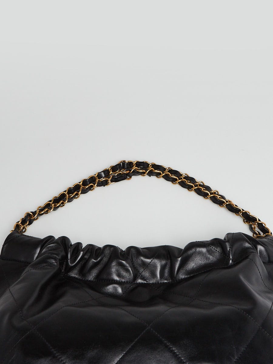 CHANEL キルティング バッグ Chanel Black Quilted Glazed Leather
