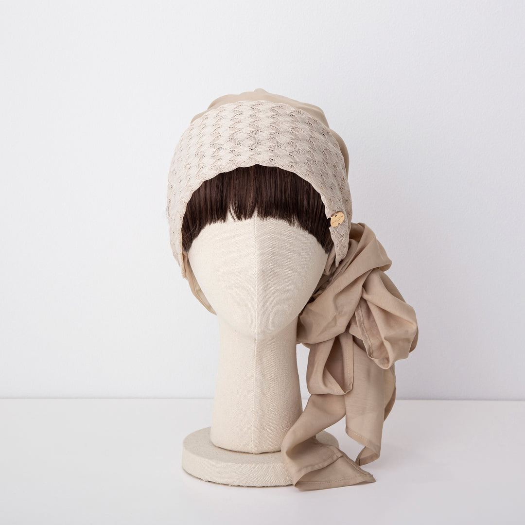 SCARF HAT (M) / KnitLace-Beige – BAREN（バレン）