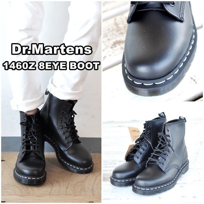 ドクターマーチンDrMartens 8ホールブーツ ホワイトステッチが